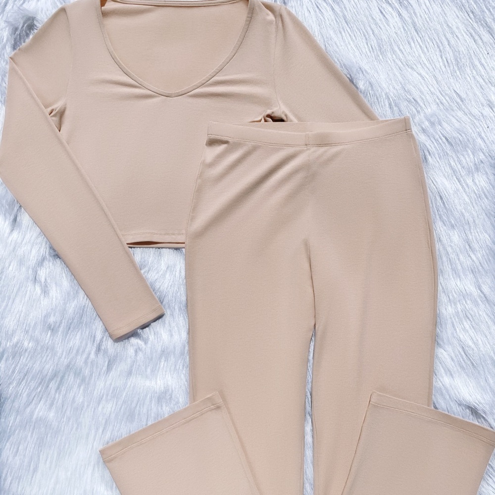 Long Sleeve & Bell Leg Pant Two-Piece Set